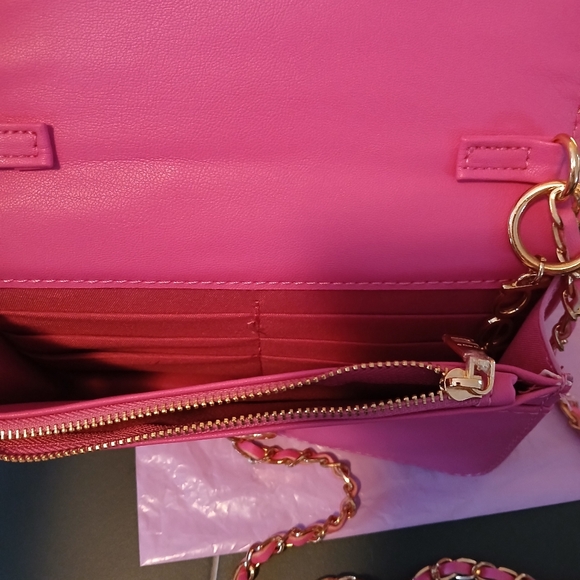 bebe Pink Woven Chain Shoulder Crossbody/Clutch Bag - Picture 5 of 10